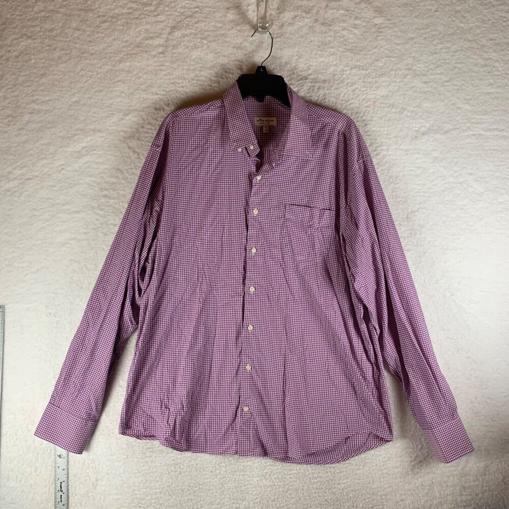 Peter Millar Mens Summer Comfort Long Sleeve Button Down Checkered Shirt Size XL